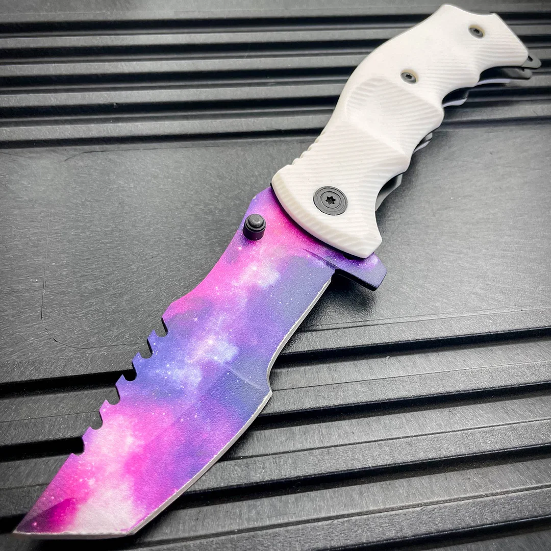 White Galaxy Spring Assisted Pocket Knife