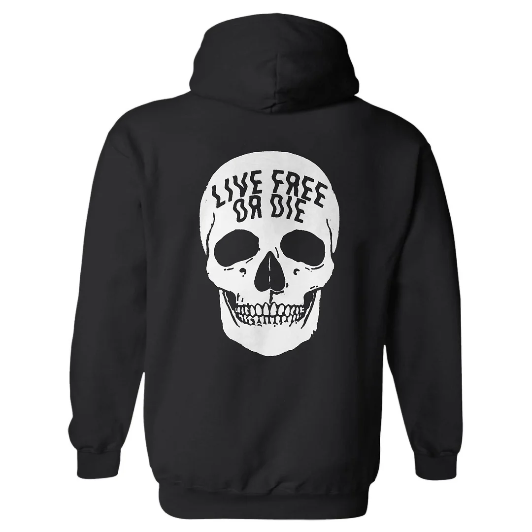 Skull Live Free Or Die Print Hoodie