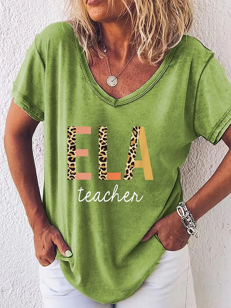 ELA teacher V Neck T-shirt-08134-Annaletters