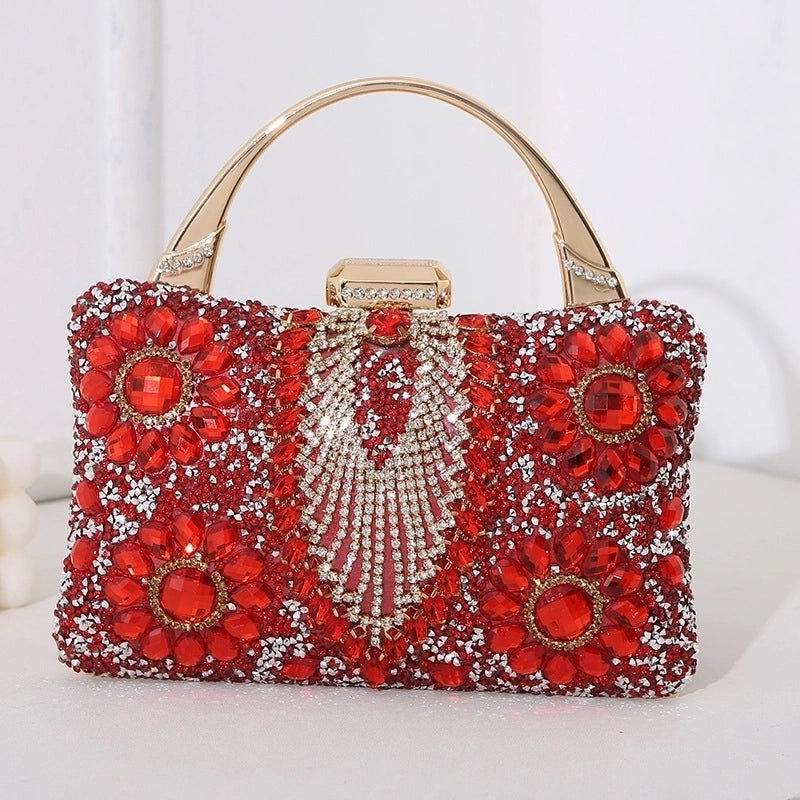Silver Black Red Pu Leather Flower Pillow Shape Evening Bags