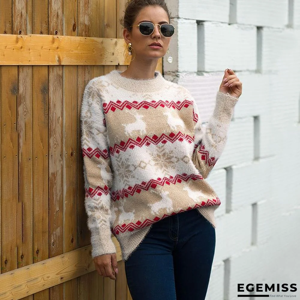 Christmas Elk Snowflake Bottoming Shirt Autumn and Winter Sweater Top Female Tide Long Sleeves | EGEMISS