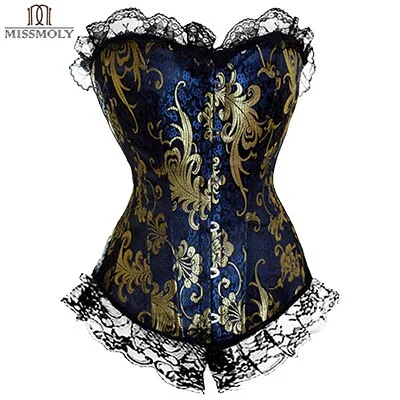 Billionm Moly Women Brocade Corset Bustier Burlesque Top Lace Up Back Lingerie Bodyshaper Shapewear Waist Cincher Corsets S M L-6XL