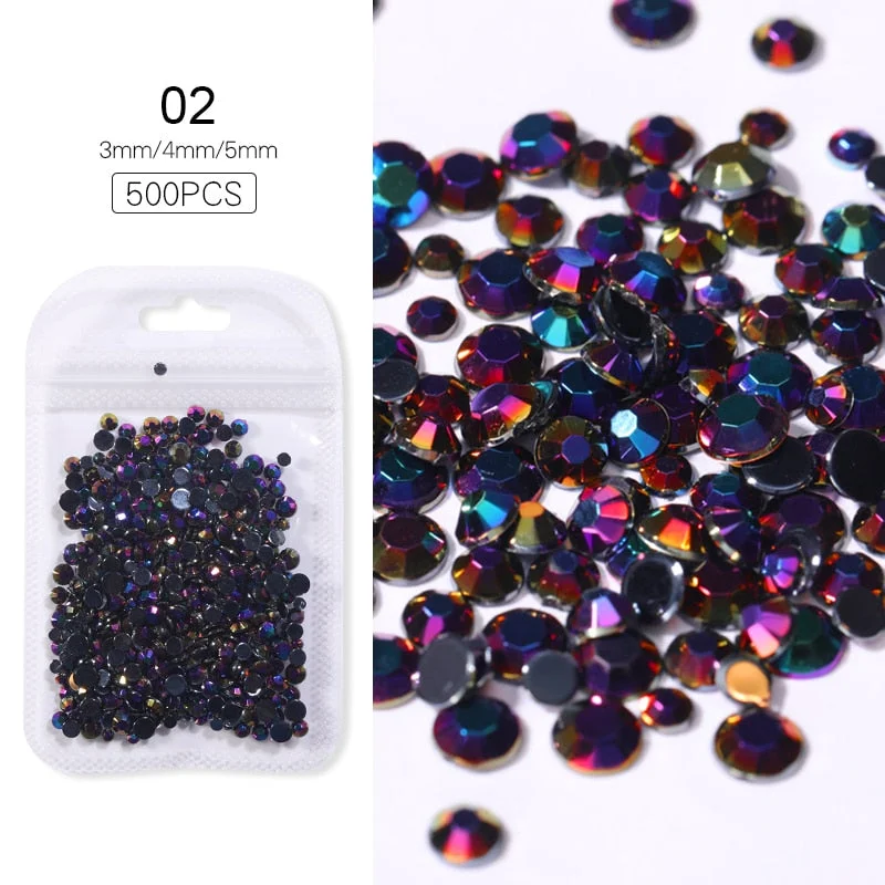 1 Bag Mixed Size Blue Green Pink White Opal 3D Crystals Nails Art Rhinestones Flatback Glass Stones Nail Art Decoration