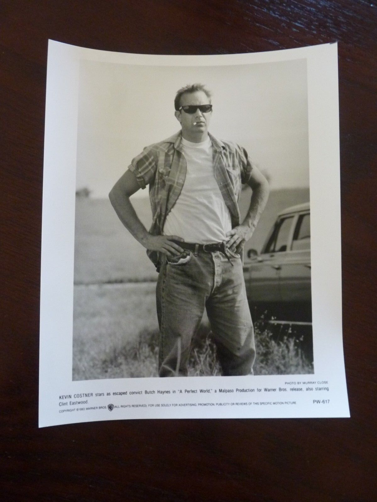 Kevin Costner Perfect World Movie Sexy Actor 8x10 B&W Promo Photo Poster painting