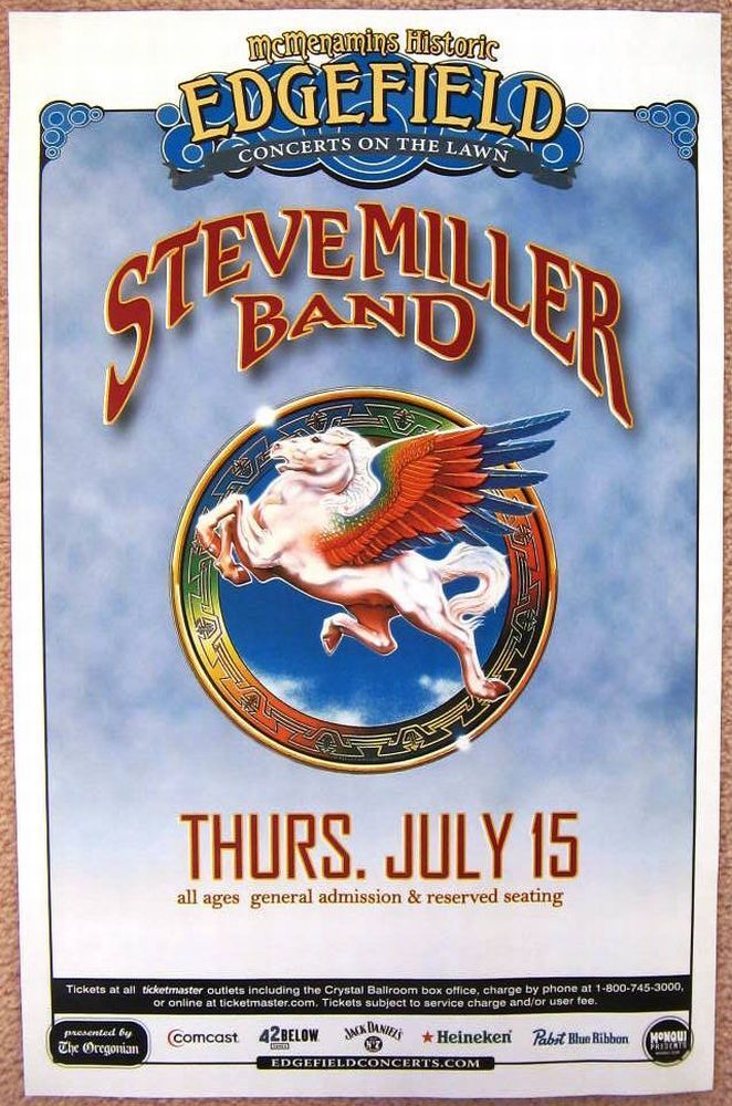 STEVE MILLER BAND 2010 Gig POSTER Edgefield Portland Oregon Concert