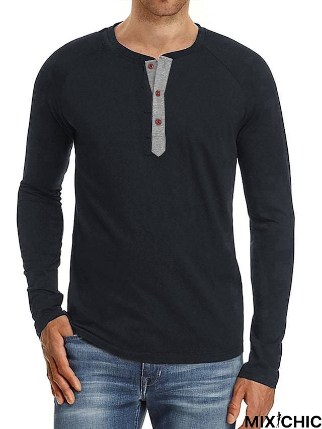 Men's Long Sleeve T-Shirt Solid Color Casual Top Basic Non-Printing Shirt Soft Touch Daily Wear