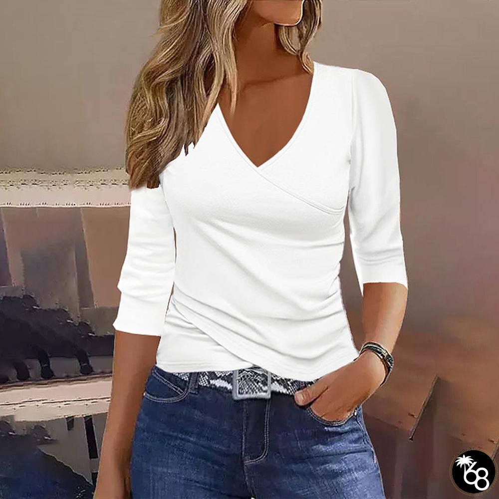 Modern Plain 3/4 Sleeve Top | 168DEAL