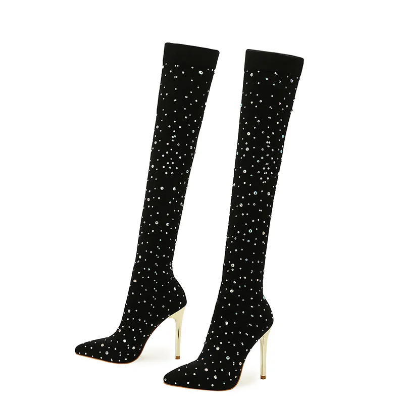 Yyvonne Fashion Temperament Diamond Banquet Tips And Female High Boots