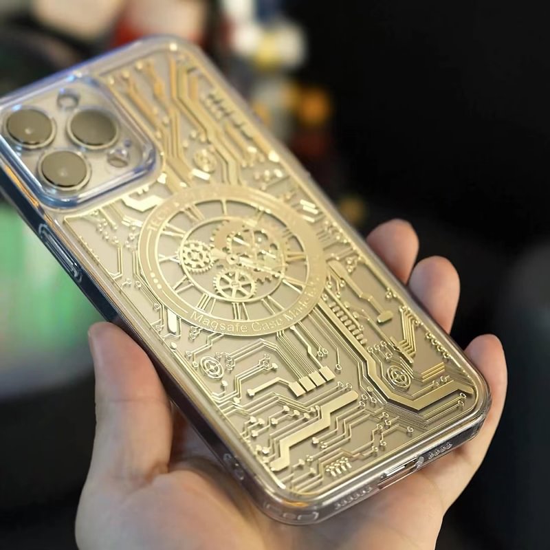 2022 New Luxury Tech Circuit Pattern Magnetic Transparent Case for iPhone