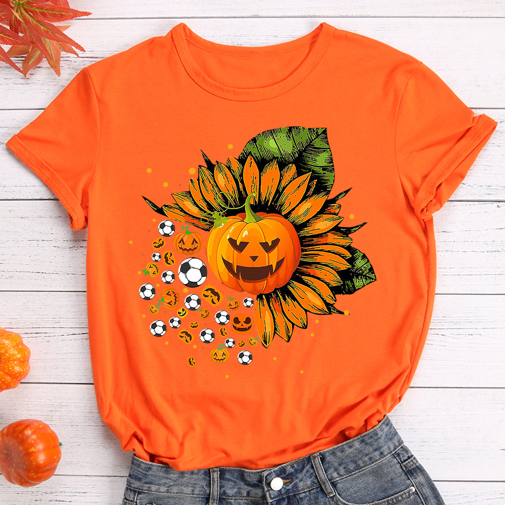 Halloween Pumpkin Soccer  T-Shirt Tee-597381-Guru-buzz
