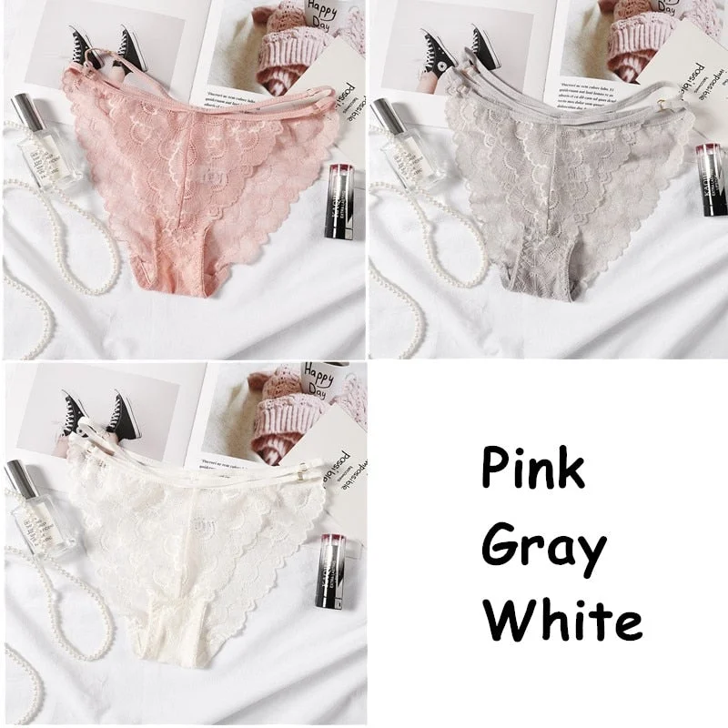 3PCS Hot Lace Transparent Panties New Sexy Women Underwear Lingerie Briefs High Quality Low Waist Women's Underpantes Intimates