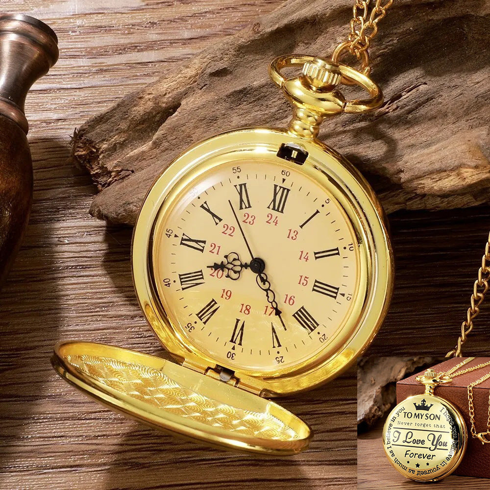 Retro Flip-Cover Pocket Watch &mdash; Gold Necklace Pocket Watch
