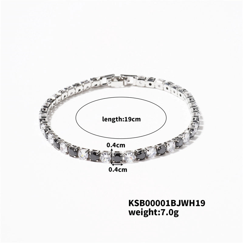 Hip-Hop Solid Color Copper Inlay Zircon K Gold Plated Rhodium Plated Unisex Tennis Bracelet