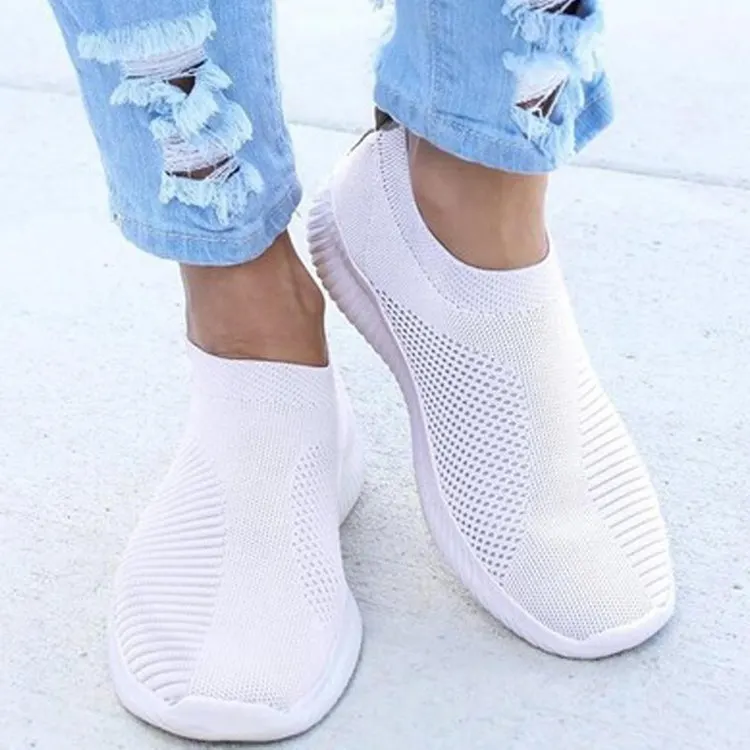 Breakj Breakj New Fly Weaving Shallow Mouth Low Help Light And Breathable One-Foot Pedal Round Head Large-Size Leisure Flat-Bottomed Sneakers
