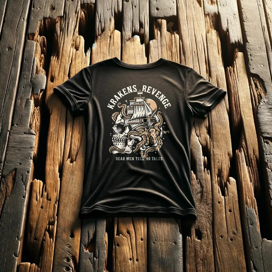 Krakens Revenge Dead Men Tell No Tales Printed Men's T-shirt