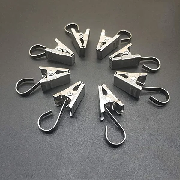 Coideal Stainless Steel Curtain Clips Hooks - 100 Pack Silver