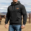 Men's Vintage Western Cowboy Fleece Pocket Long-Sleeved Hoodie by Inlyline