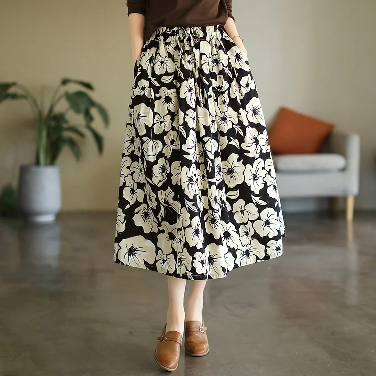 Cozy Retro Fashion Cotton A-Line Skirt