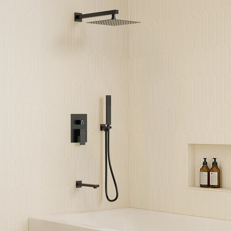 EVERSTEIN Shower Head and Faucet Combos in Matte Black M6603BI-B10BL
