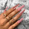Wearing Long Bling Nails Dual Colors 24pcs 