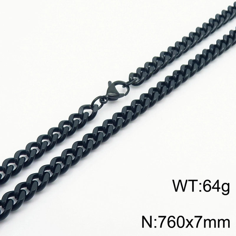 Fashion Simple Bracelet Stainless Steel Six-Sided Grinding Chain Choker Necklace