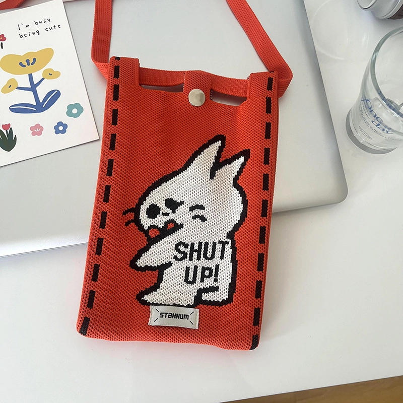 Women’s Polyester Printing Animal Color Block Cute Square Buckle Shoulder Bag Phone Wallets