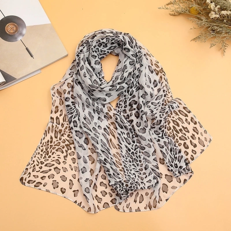 Sand Scarf Summer Small Scarf Dual-use Korean Style Small Scarf Classic Leopard Chiffon Scarf Women Thin Shawl