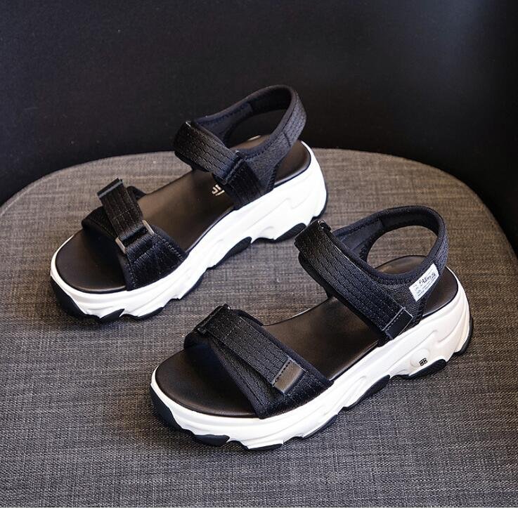 Beach Sandals Women 2021 Fashion Toe-open Color Thick-soled Student Comfortable Casual Wedges Walking Woman Sandals