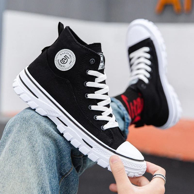 Men Canvas Shoes Men Fashion Summer Casual Sneakers Student Casual Shoes High Top Man Vulcanize Shoes 2021 Off White Shoes