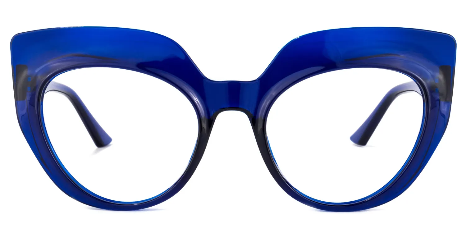 Depp Dunkelblau Kristall Cateye Brille Dunkelblau