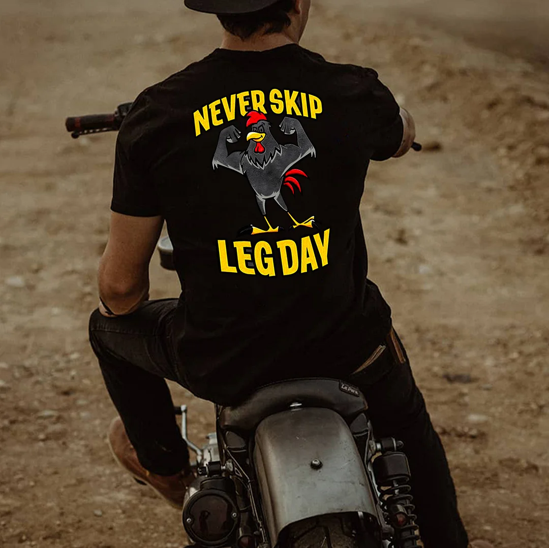 NEVER SKIP LEG DAY Cock Black Print T-Shirt