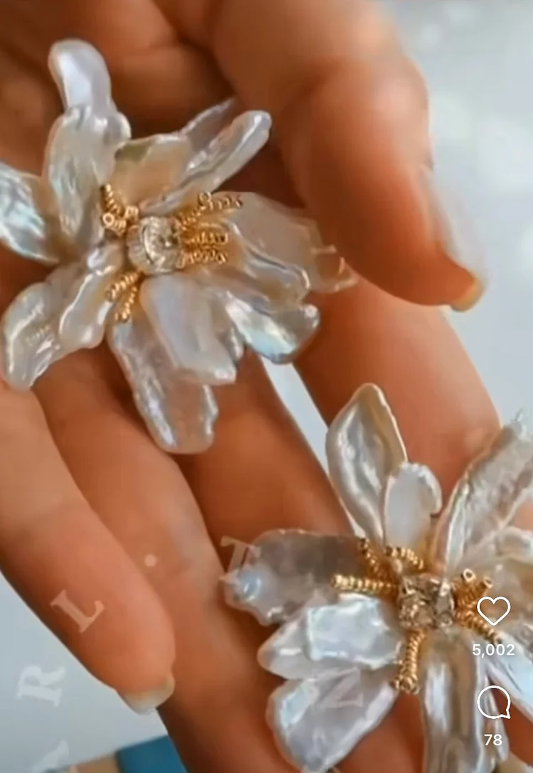 TINA Jewelry Natural Freshwater Pearl Petals Earrings