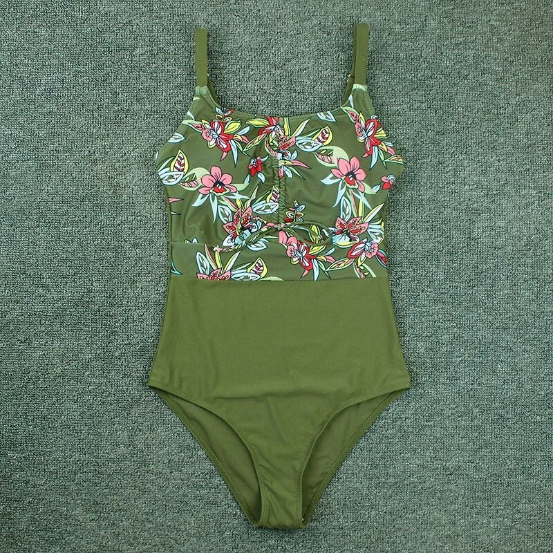 Plus Size One Piece Swimwear Women  Sexy Swimsuit Print Floral Brazilian Bathing Suit