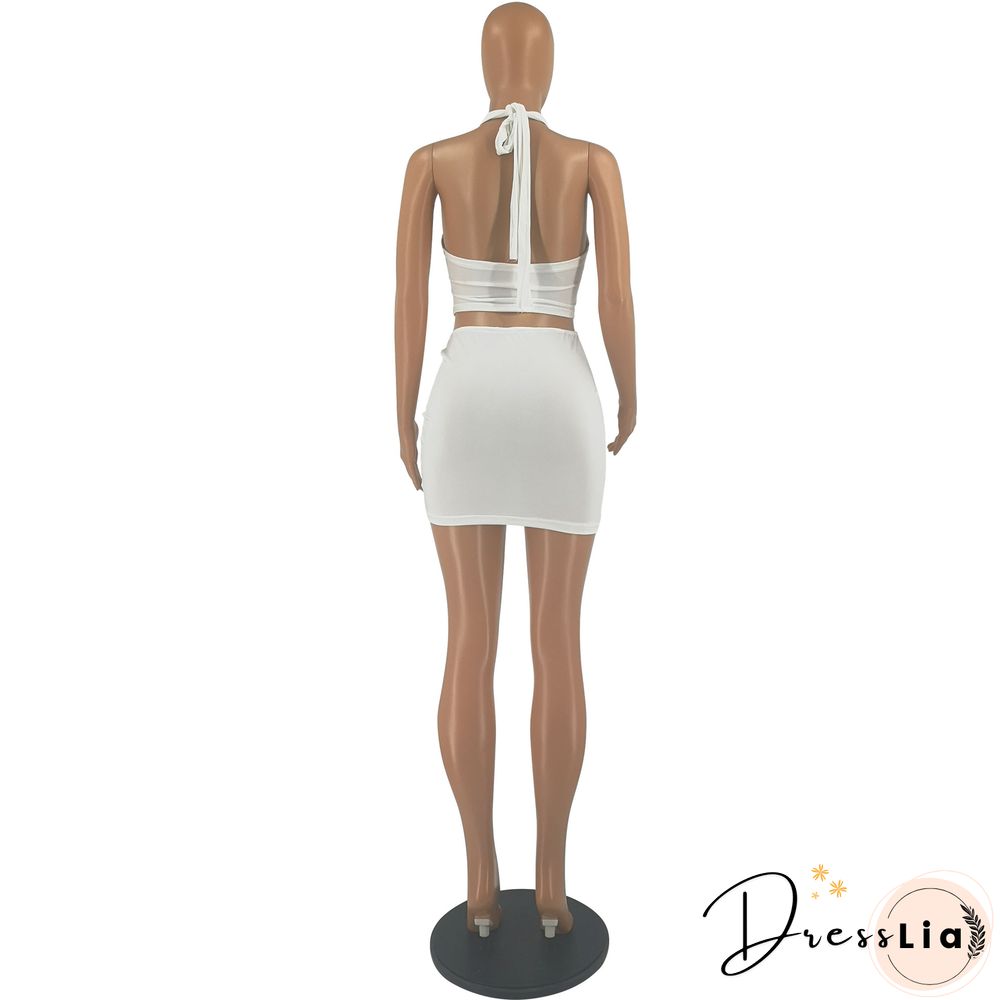 Crop Top Mini Skirt Two Piece Set