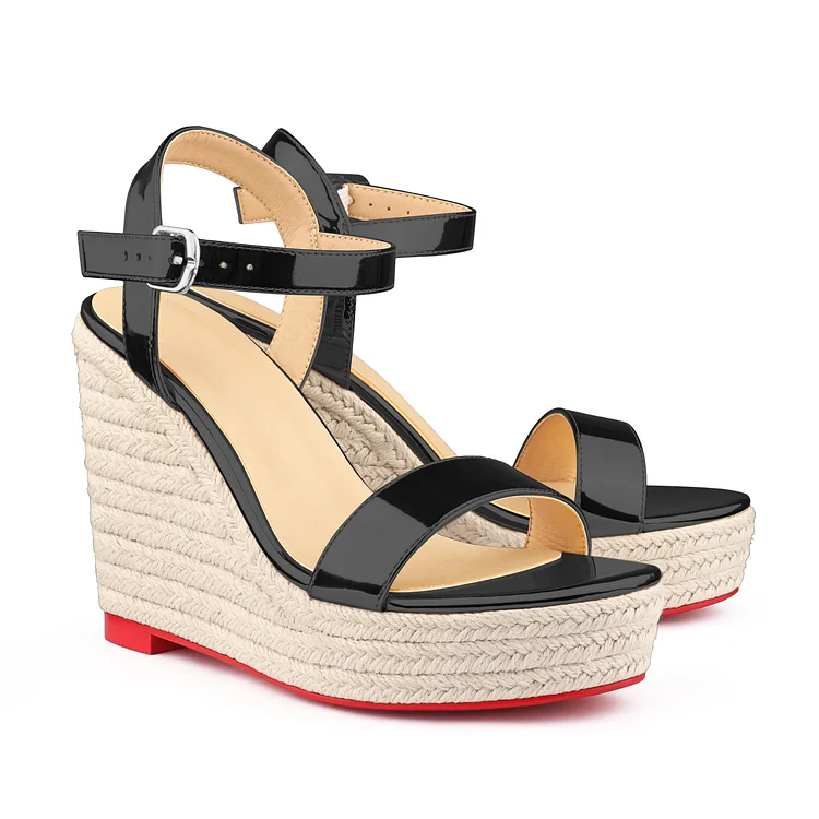 115mm/4.5" Women's Fashion Platform Wedge Sandals Heeled Buckle Shoes Red Bottom Sandals VOCOSI VOCOSI