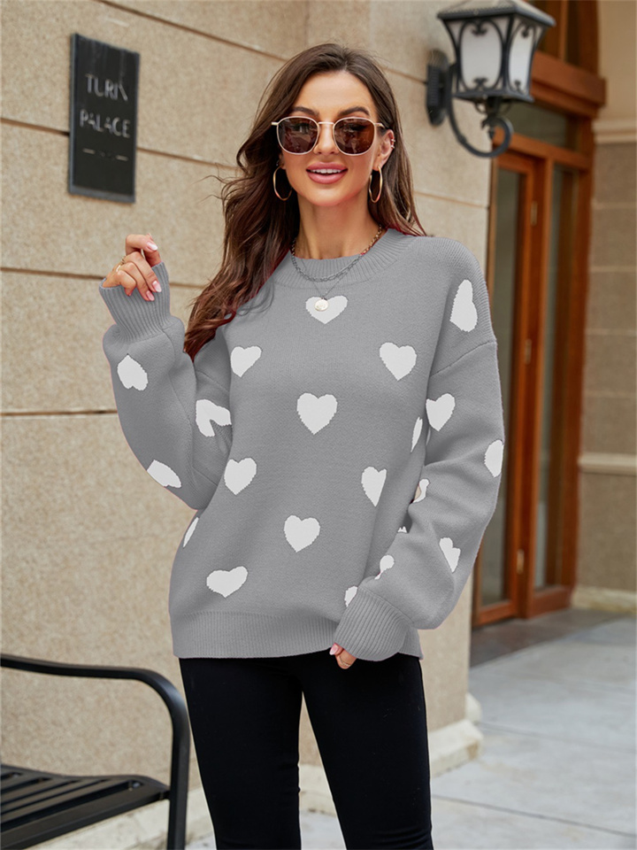 Winter New Valentine's Day Love Pullover Women's Knit Sweater Women Big Size Loose Sweater Women's Clothing