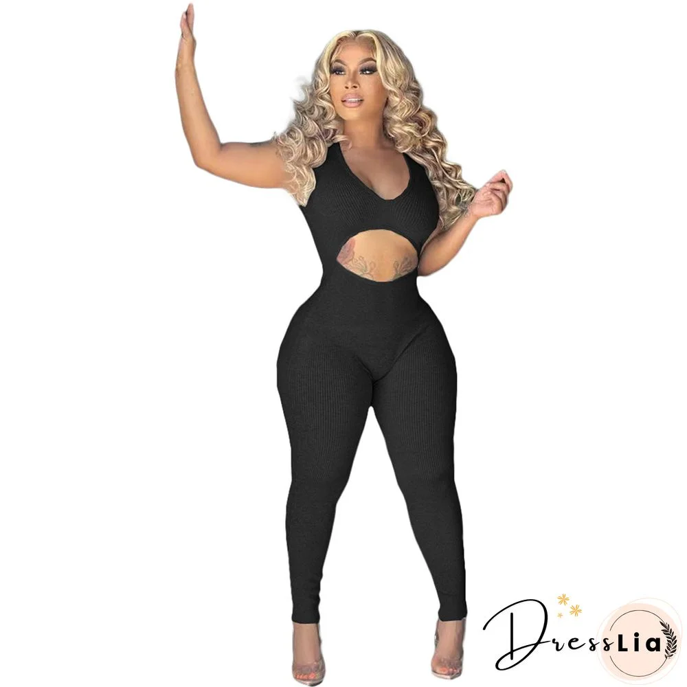 Sleeveless Cut Out Skinny One Piece Jumpsuit