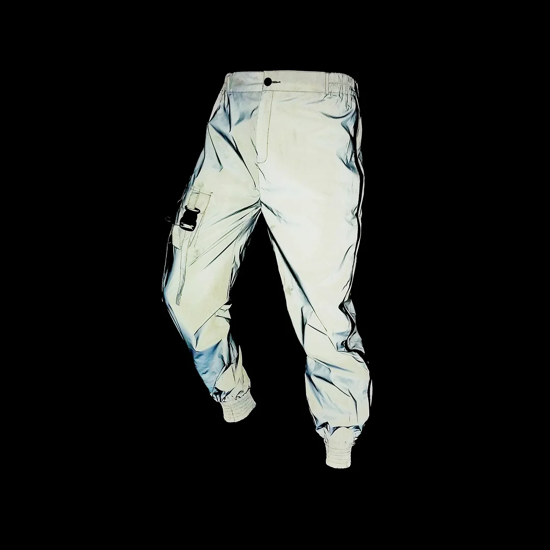 Toloer Hong Kong Hip Hop Function Reflective Overalls Men's Casual Little Pants Side Zipper Multi-Pocket Reflective Pants-Outfit Ideas