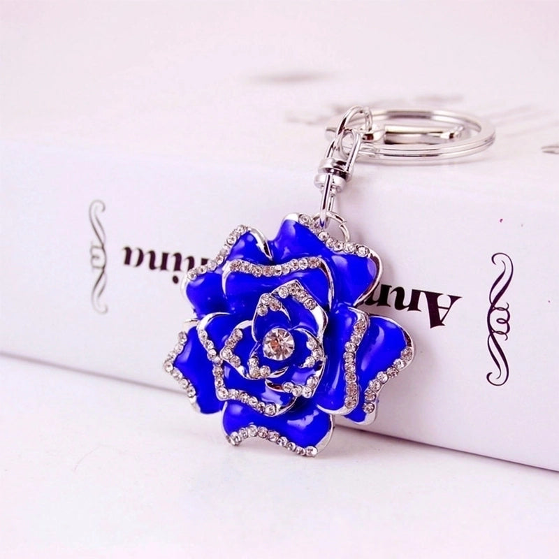 Minimalist Flower Alloy Inlay Rhinestones Women’s Keychain