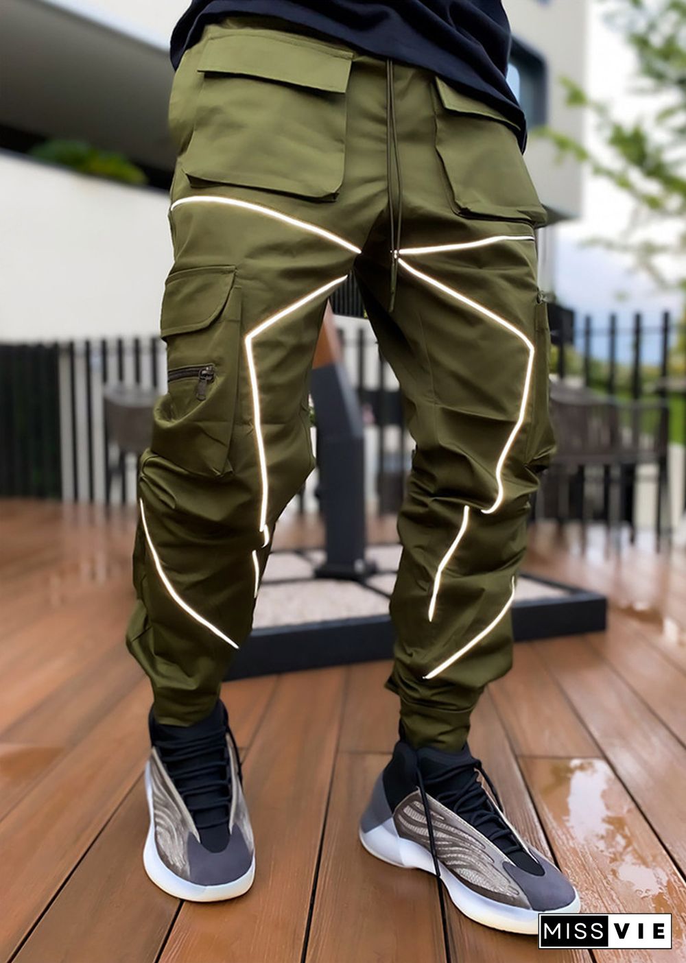 Reflective Stitching Casual Sports Overalls