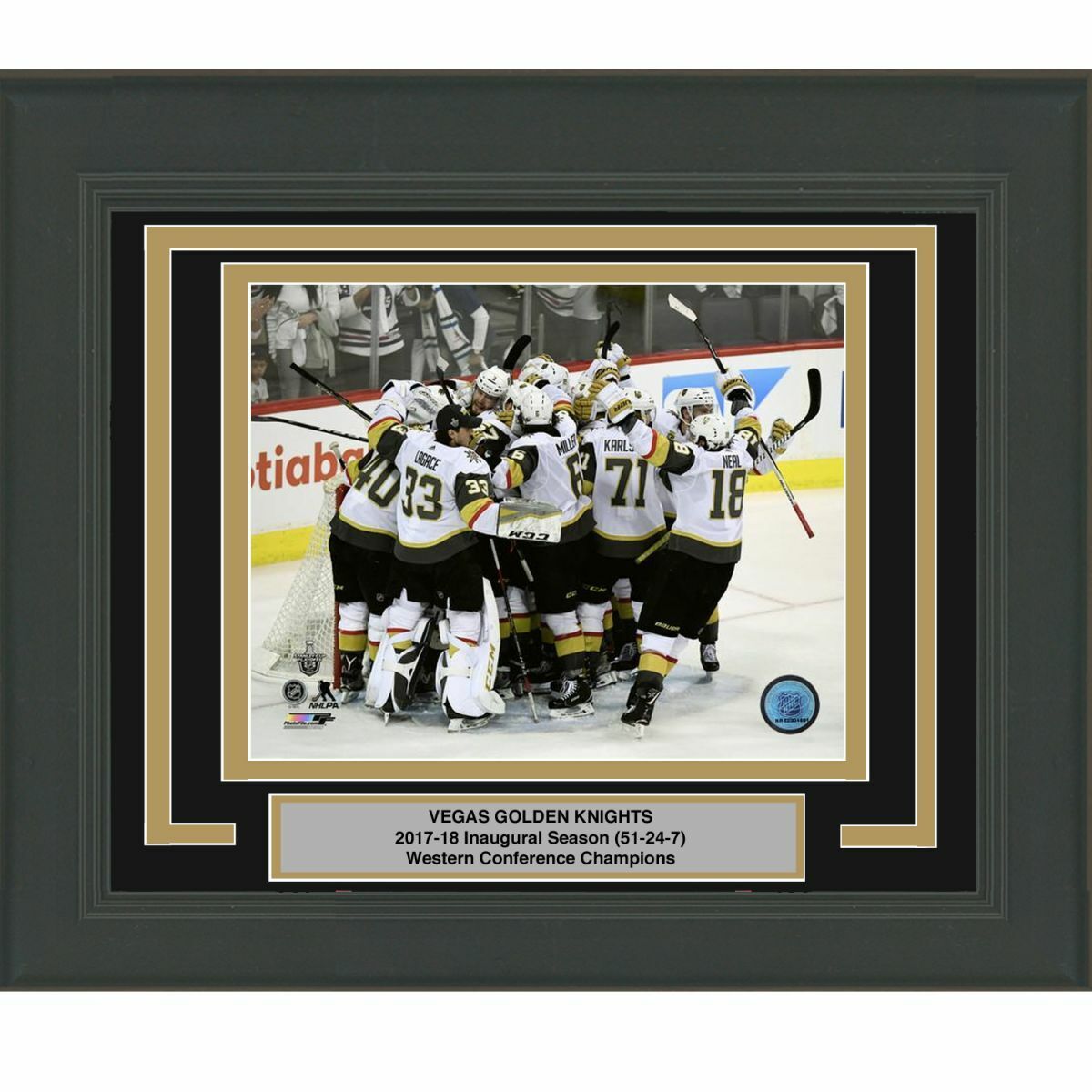 Framed VEGAS GOLDEN KNIGHTS Inaugural Season 8x10 Photo Poster painting Professionally Matted #1