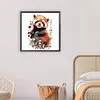 Red Panda Flowers-Full Round Diamond Painting 30*30CM