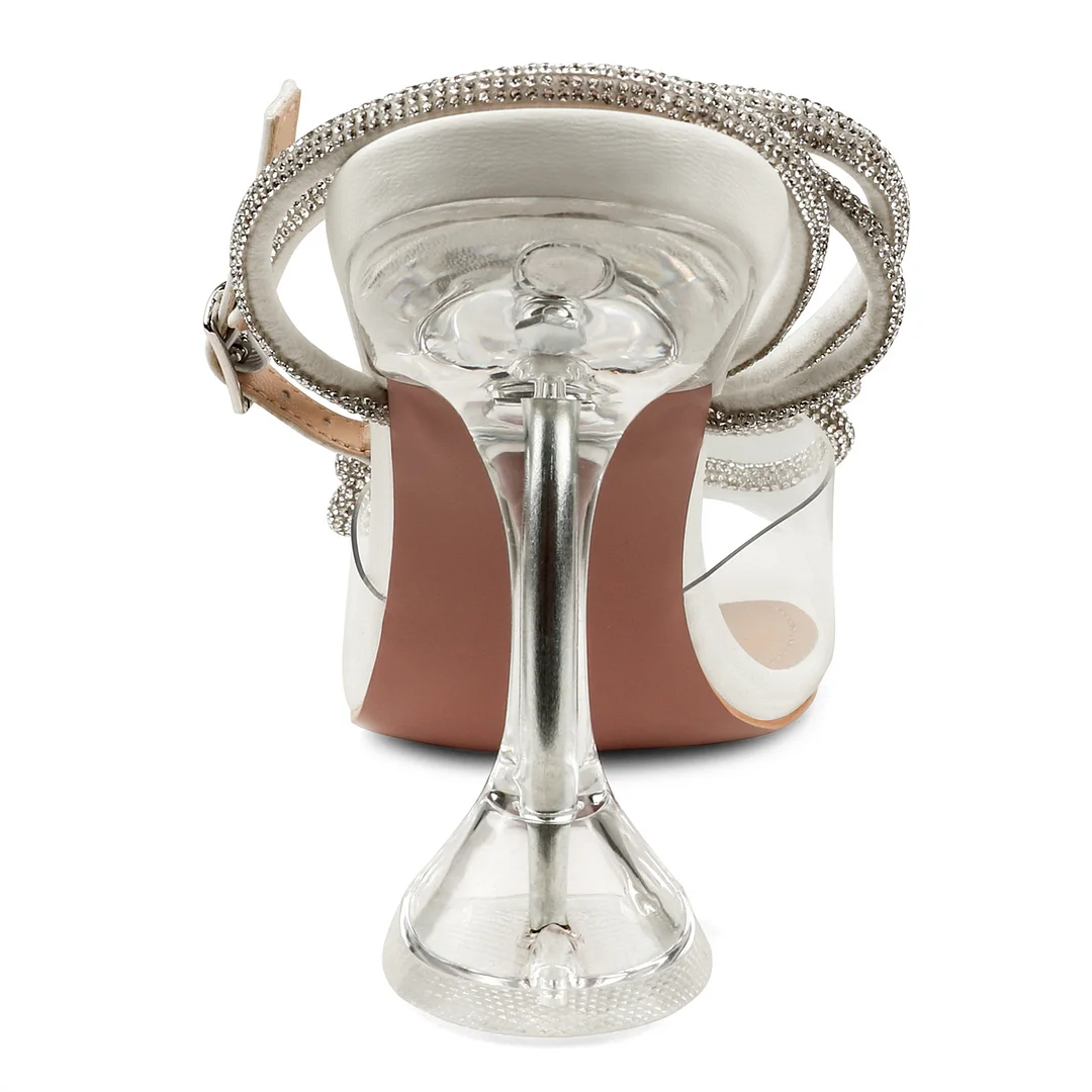 9.5cm/3.74 Double Bow Crystallized High Heels