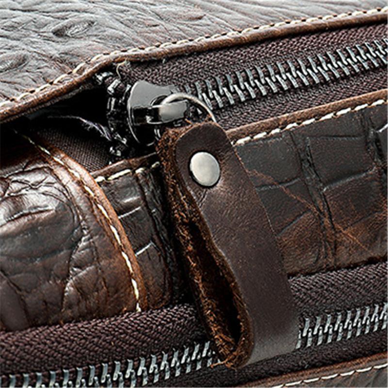 Mens Alligator Pattern Cow Leather Crossbody Bag Chest Bag