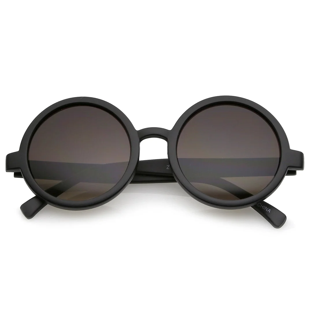 Classic Retro Horn Rimmed Neutral-Colored Lens Round glasses 52mm