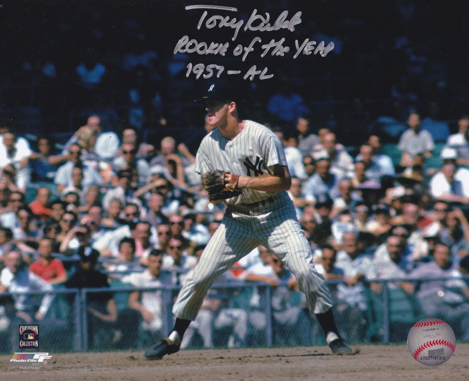 TONY KUBEK NEW YORK YANKEES 1957 AL ROY ACTION SIGNED 8x10