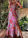 Floral-Print Flared Sleeves Bohemia Maxi Dress