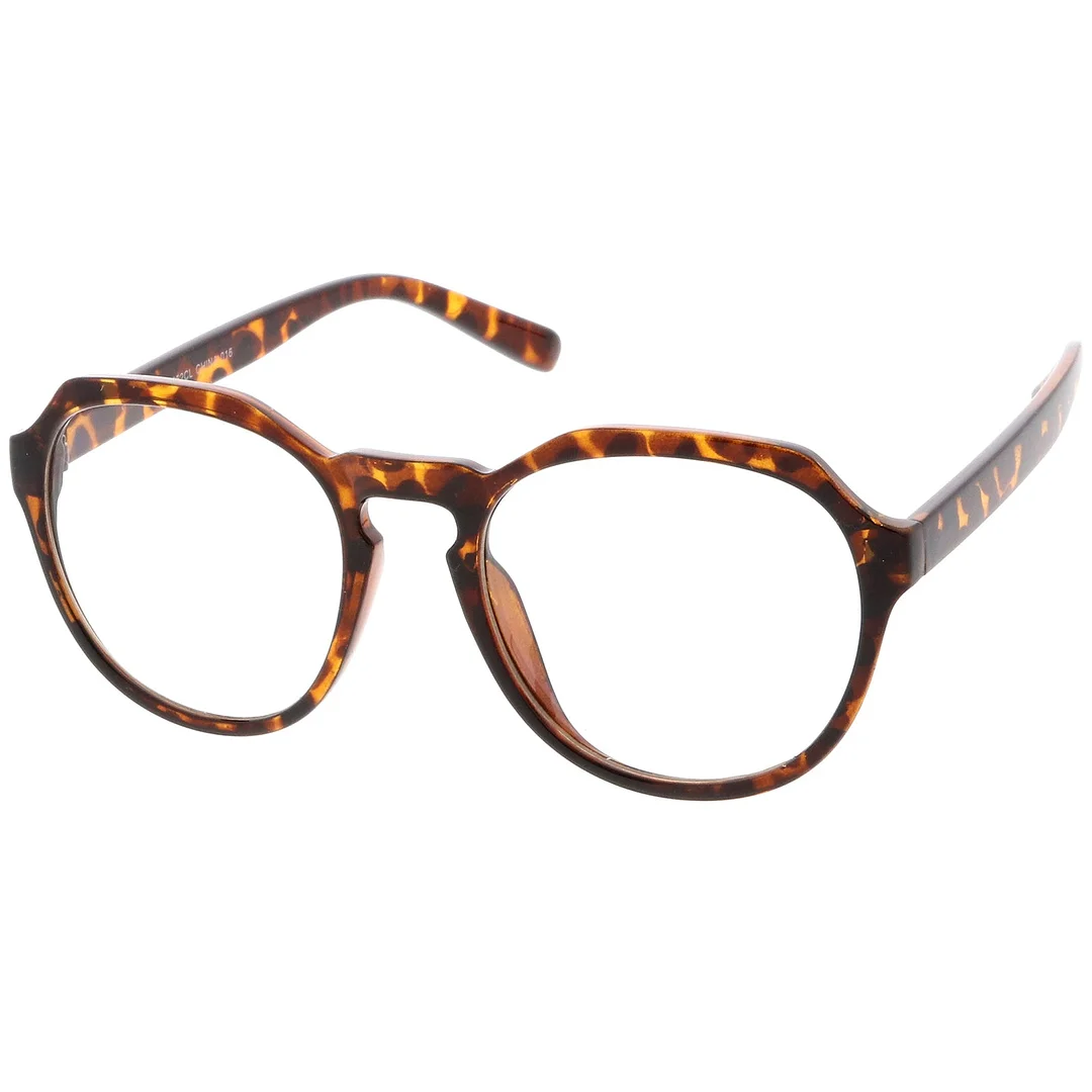 Modern Keyhole Nose Bridge Clear Lens Round Eyeglasses 55mm