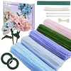 400 Pcs Pipe Cleaners Craft Kit with Floral Wires Tape Stamen and Ribbon Chenille Stems Flowers Craft Kit Suitable for Home Decor Handmade Gifts
