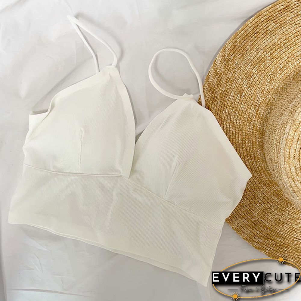 Sexy Satin Crop Tops Women Wireless Bralette Crochet Top Female Spaghetti strap T-shirt
